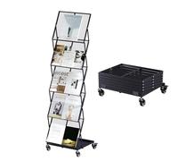 Nisorpa Expositor plegable de 5 niveles, A4, folletos, folletos, soporte portátil para libros de exposición, soporte de literatura, piso, ángulo ajustable para ferias, exposiciones, oficina, eventos