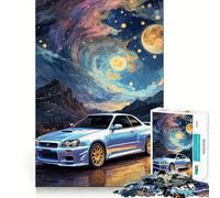Nissan Skyline R Bajo la Noche Estrellada, Rompecabezas de 1000 Piezas para Adultos, Regalos para Mejorar la Memoria y Relajarse Mentalmente, Corte Premium, Sorpresa Cálida (50x75cm)