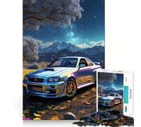 Nissan Skyline R en un Paisaje de ensueño Rompecabezas de 1000 Piezas para Adultos Mejora la Memoria Divertido Bordes precisos Regalo de Temporada (38x26cm)