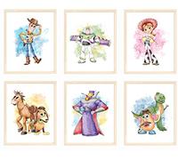 Nistio® Toy Story - Impresiones en acuarela, decoración de pared de Toy Story, póster de Toy Story, Sheriff Woody, Buzz Lightyear, Mr. Potato Head, juego de 6, 8 x 10 pulgadas (sin marco)