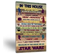 NISTOMISU Farmhouse Rules - Letrero de metal para pared, rústico en esta casa, letreros de Star Wars, regalos para decoración de pared del hogar (8 x 12 pulgadas)
