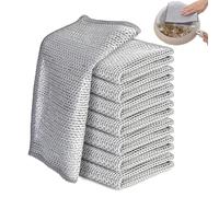 NISYQHA 8 Piezas Paños de Alambre Multiusos, Estropajo de Cocina Metálicos, Trapos Limpieza para Suciedad difícil, Non-Scratch Dishcloth, paños Limpieza Reutilizables, para húmedo y seco(Doble Capa)