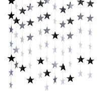 NITAIUN 65 Pies Guirnalda de Papel de Estrellas, Guirnalda Estrella Colgante, Guirnalda de Papel Decoración Estrella Papel Decoracion de Colgante para Fiesta Festival Boda Cumpleaños (Plata)