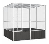 NITCA Jaula para Pájaros de Acero Galvanizado, Pajarera Metálica Exterior, Voladera para Pájaros con Puerta Cerrada, Jaula para Mascota Aves Loros Canarios, Antracita 213.5x217.5x211.5 cm