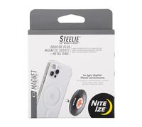 Nite IZE, Inc. STOMS-01-R8 Steelie Orbiter Plus - Soporte magnético + Anilla de Metal, para iPhone 12/Mini/Pro MAX, para Coche, Funciona con Cargador MagSafe, Negro