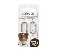 Nite Ize MicroLink - Mosquetón de etiqueta para mascotas, clip de acero inoxidable para gatos y perros, paquete de 2