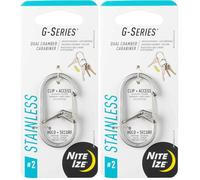 Nite Ize Unisex - Adultos G Series Dual Chamber Carabiner, Plata, Talla 2 (Paquete de 2)