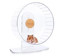 Niteangel Roue d'exercice silencieuse pour hamster - Roue de course en acrylique à double roulement silencieux pour hamsters, gerbilles, souris, degus ou autres petits animaux (L, Transparente)