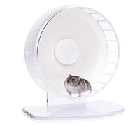 Niteangel Roue d'exercice silencieuse pour Hamster - Roue de Course en acrylique à Double roulement silencieux pour Hamsters, gerbilles, Souris, Degus ou autres Petits animaux (S, Blanco)