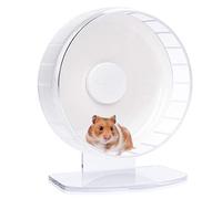 Niteangel Roue d'exercice silencieuse pour Hamster - Roue de Course en acrylique à Double roulement silencieux pour Hamsters, gerbilles, Souris, Degus ou autres Petits animaux (M, Blanco)