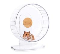 Niteangel Roue d'exercice silencieuse pour Hamster - Roue de Course en acrylique à Double roulement silencieux pour Hamsters, gerbilles, Souris, Degus ou autres Petits animaux (M, Transparente)