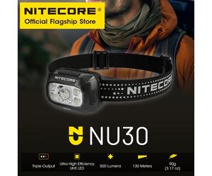 NITECORE-faro delantero recargable de USB-C NU30, luz LED de trabajo ligera de 500 lúmenes, batería integrada de 1500mAh para correr