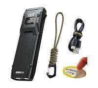 Nitecore Linterna EDC23 EDC, 2500 lúmenes, ultrafina, forma plana, recargable, carga rápida con pantalla OLED digital, interruptor de bloqueo mecánico