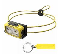 Nitecore Linterna frontal ultraligera para exteriores NU21 de 360 lúmenes con doble haz y USB-C (Amarillo)