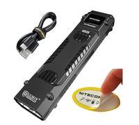 Nitecore Linterna táctica EDC29 EDC, 6500 lúmenes, recargable por USB-C, forma plana, delgada, con foco, modos estroboscópicos, pantalla digital, calcomanía