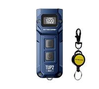 Nitecore TUP2 MCT Llavero inteligente de tres temperaturas de color con linterna EDC de 1200 lúmenes, llavero retráctil (azul cobalto)