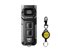 Nitecore TUP2 MCT Llavero inteligente de tres temperaturas de color con linterna EDC de 1200 lúmenes, llavero retráctil (negro clásico)