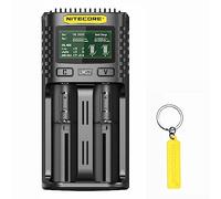 NITECORE UMS2 - Cargador de batería inteligente QC de doble ranura para Li-Ion/IMR/LiFePO4/Ni-MH/Ni-Cd 14500 16340 18350 18650 20700 21700 AA AAA con etiqueta NITECORE