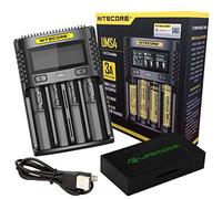 Nitecore UMS4 - Cargador Inteligente Universal USB de 4 Puertos para Li-Ion/Ni-MH/Ni-CD/IMR 26650 22650 21700 20700 18650 18490 18350 17670 17500 17335 16340 RR CR123 14500 AA AAA C D con Estuche de
