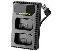 Nitecore USN1 NP-FW50 - Cargador de batería USB Sony de Doble Ranura con Pantalla LCD, Color Negro