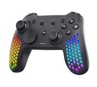 NITHO Mando Inalámbrico para PC/Switch/Android/iOS, Joystick de Diseño Hexagonal con Vibración, Sensor de Movimiento de 6-Ejes, Efectos LED RGB, con Abrazadera Ajustable para Soporte de Teléfono