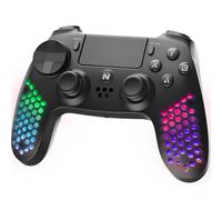 NITHO Mando Inalámbrico para PS4/PC/Android/iOS/PS3, Mando PC Gaming con Sensor Giroscopio de 6 Ejes, Luces RGB, Doble Vibración, Turbo y Jack de Audio de 3.5mm, Joystick Gamepad para Playstation 4