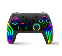 NITHO NEXUS Mando inalámbrico compatible con Switch, Switch 2, PC, Windows, iOS y Android, Gamepad con Giroscopio de 6 Ejes, luz LED RGB, Vibración Dual, Turbo, Joystick con Diseño Ergonómico - Negro