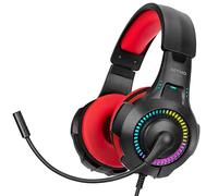 NITHO NX200 Auriculares Gaming Over-Ear - Micrófono Abatible, Efecto RGB, Audio Claro - Jack 3.5 mm - PC/PS4/PS5/Xbox/Móvil/Tablet - Rojo