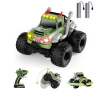 Nitigo 2,4 GHz Coche Teledirigido Anfibio, 4WD Todo Terreno Monster Truck Teledirigido con Luces, Coche RC Impermeable Todo Terreno con Derrape 360°, Regalos de Cumpleaños para Niños 6+ (Verde)