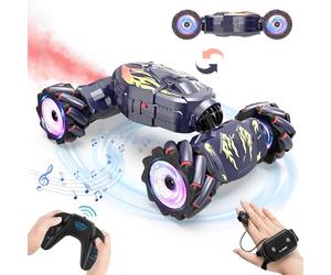 Nitigo Coche Teledirigido para Niños, Coche Acrobático Telecomandado 4x4 con Música Spray y Luces, Coche RC Drift RC Car con la Mano Rotación 360°, Regalo Juguetes Niño Niña 5 6 7 8 9 10 11 Años