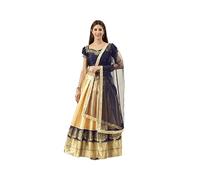 Nitimatta Lehenga Choli para mujer, trajes indios listos para usar para fiesta de boda para mujer, azul, crema (Cream & Blue), Medium