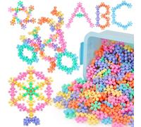 NiToy Bloques de construcción de conexión de copo de nieve, 300 piezas para niños a partir de 3 años, bloques de construcción de plástico multicolor para aprendizaje temprano y creatividad, juguetes