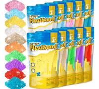 NiToy Value Pack 18lbs of 10 Colored Moldable Self-Sticking Sand, Never Dries Out Fuera de 3 Años y hasta Niños Recarga a granel para juguetes de caja de arena sensorial, ideal para moldear, apretar y