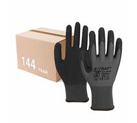 Nitras 3520-007 Nylotex 3520-Guantes de Trabajo (144 Unidades), Talla 40 ES, Gris y Negro, Größe 7 (144er Pack)