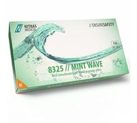 Nitras 8325 MINT Wave - Guantes desechables de nitrilo sin polvo, no estériles, aptos para alimentos, color verde, 100 unidades en caja dispensadora (M)