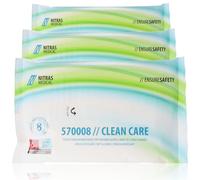 Nitras Clean Care - Manoplas húmedas desechables con aloe vera y manzanilla para cara, cuerpo, manos - 8 paños especialmente suaves y calentables de 23 x 14 cm (3)
