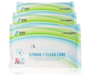 Nitras Clean Care - Manoplas húmedas desechables con aloe vera y manzanilla para cara, cuerpo, manos - 8 paños especialmente suaves y calentables de 23 x 14 cm (3)