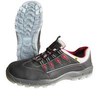 Nitras Zapatillas de Trabajo 7300 Sport Step I - Zapatillas de Deporte de Seguridad S3 para Hombres y Mujeres - Zapatos Resistentes al Agua con Punta de Acero - Negro/Rojo, Tamaño 35
