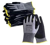 NITREX Unigloves 241ND Guantes reutilizables con tecnología NitreGuard y NitreGrip, revestimiento de palma de nitrilo arenoso con un forro ultra ligero resistente a los cortes, en gris/negro