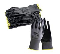 NITREX Unigloves 250 - Guantes reutilizables de manejo general con revestimiento de palma de nitrilo y forro de poliéster, color gris y negro