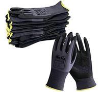 NITREX Unigloves 270NFG - Guantes reutilizables de manejo general con revestimiento de espuma de nitrilo, forro de nailon y cobertura de agarre mejorada en la palma, en gris/negro