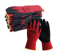 NITREX Unigloves 275D - Guantes reutilizables de manejo general con revestimiento de palma de látex de espuma y forro ligero sin costuras, en rojo/negro