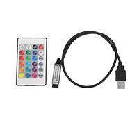 NITRIP Controlador LED RGB, RGB LED Light Strip Control Remoto inalámbrico USB 6A 5-24 V 24 Teclas Efecto de lámpara Controlador IR(0.5 m)
