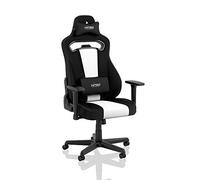 NITRO CONCEPTS E250 - Silla de Juego - Silla de Oficina - 125 kg - Inclinable de 90 ° a 135 ° - Altura Ajustable - Reposabrazos 2D - Negro/Blanco