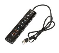 Nitro Concepts HUB 10-Port Hybrid HUB con USB-C USB 3.1 y USB de Carga para Simulación Racing Negro