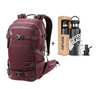 Nitro, Slash 25 Pro Set con Botella y Filtro Ripuri de 600 ml, Mochila de Snowboard, Mochila de excursión, 25 L, Vino, Burdeos, 25 L, Mochila Mochilas