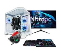 NitroPC - Pack Bronze Plus | PC Gaming Completo (AMD Ryzen 5 5600GT 6/12 4.6GHz, RX Vega 7, RAM 16GB, M.2 1TB, Windows 11, RGB | WiFi, Monitor 24", Teclado, ratón, Auriculares) PC sobremesa (Blanco)