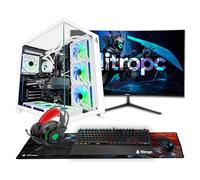 NitroPC - Pack Extremo | PC Gaming Completo (Intel Core i7 12700K 12/20 5.0GHz, RTX 5060 8GB, RAM 32GB, M.2 1TB, Windows 11 PRO | WiFi, Monitor Curvo 27", Teclado, ratón, Cascos) PC sobremesa (Blanco)