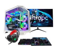 Nitropc - Pack Gold Plus | PC Gaming completo (Intel Core i5 14400F 4/8 4.7 GHz RTX 3050 8GB, RAM 16GB, M.2 1TB, Windows 11 PRO, RGB | WiFi,monitor 24" teclado ratón auriculares) PC sobremesa (Blanco)