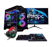 NitroPC - Pack Gold Plus | PC Gaming Completo (Intel Core i5 14400F 4/8 4.7 GHz, RTX 3050 8GB, RAM 16GB, M.2 1TB, Windows 11 PRO, RGB | WiFi,Monitor 24" Teclado ratón Auriculares) PC sobremesa (Negro)